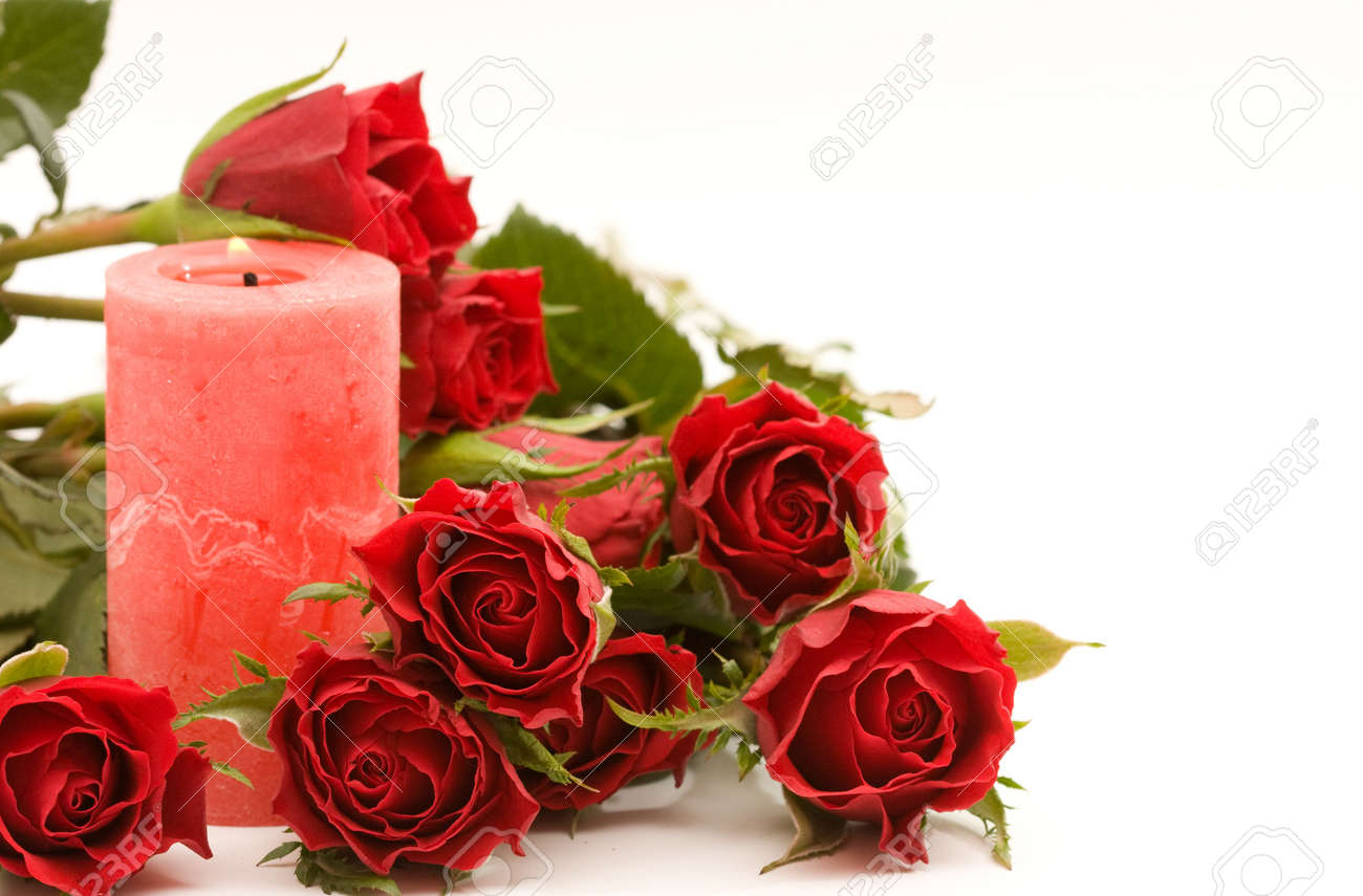 Red Roses With Candles Red Roses With Candles
