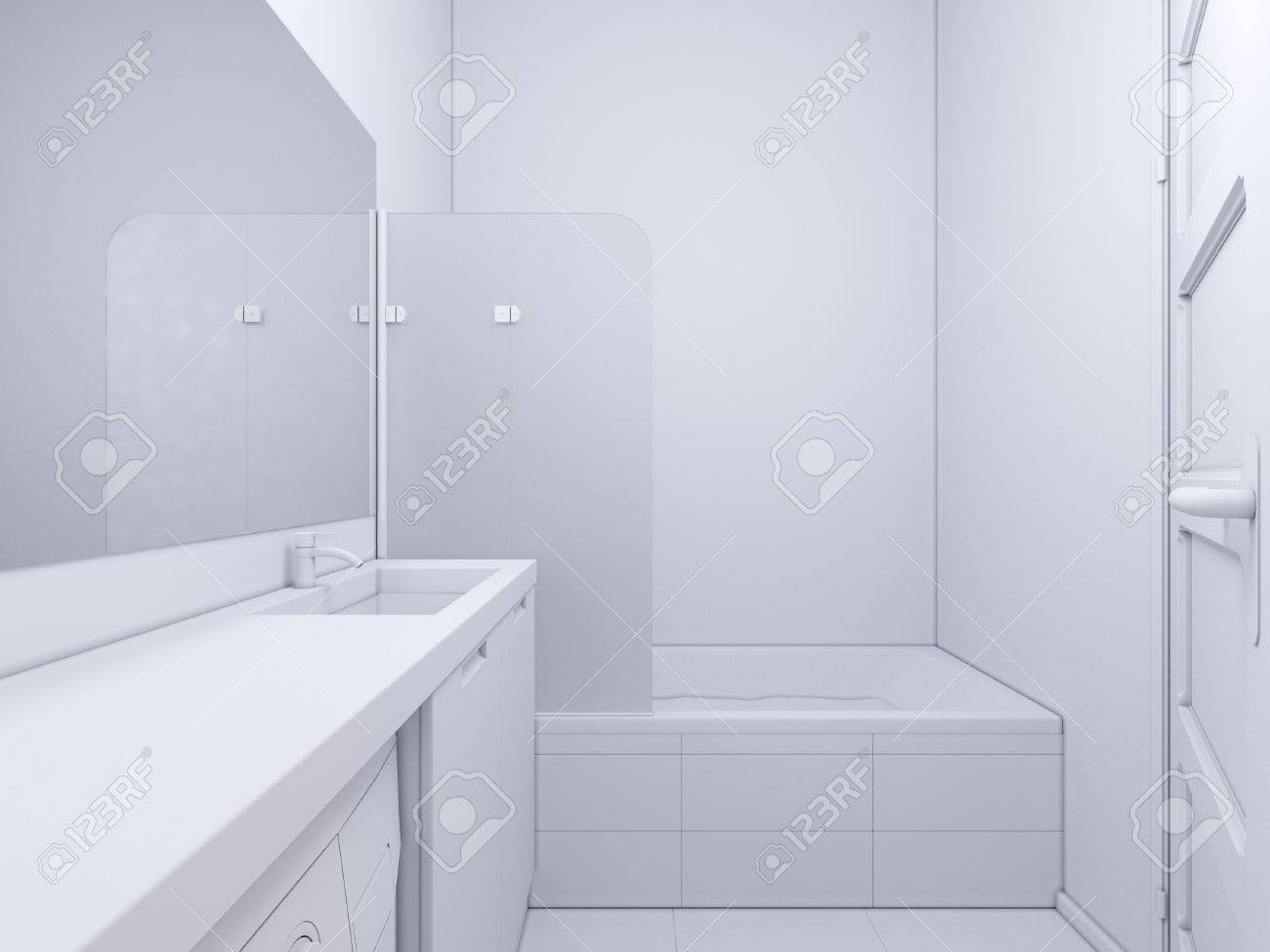 3d rendering di bagno interior design. l'illustrazione mostra il ... Specchio bagno design