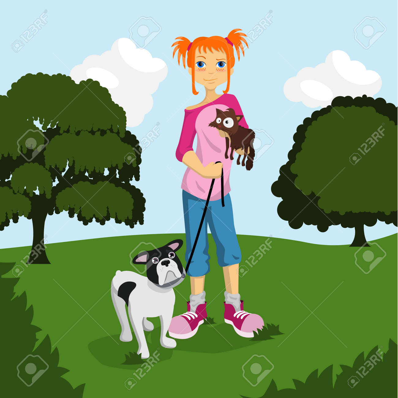 femme avec animaux