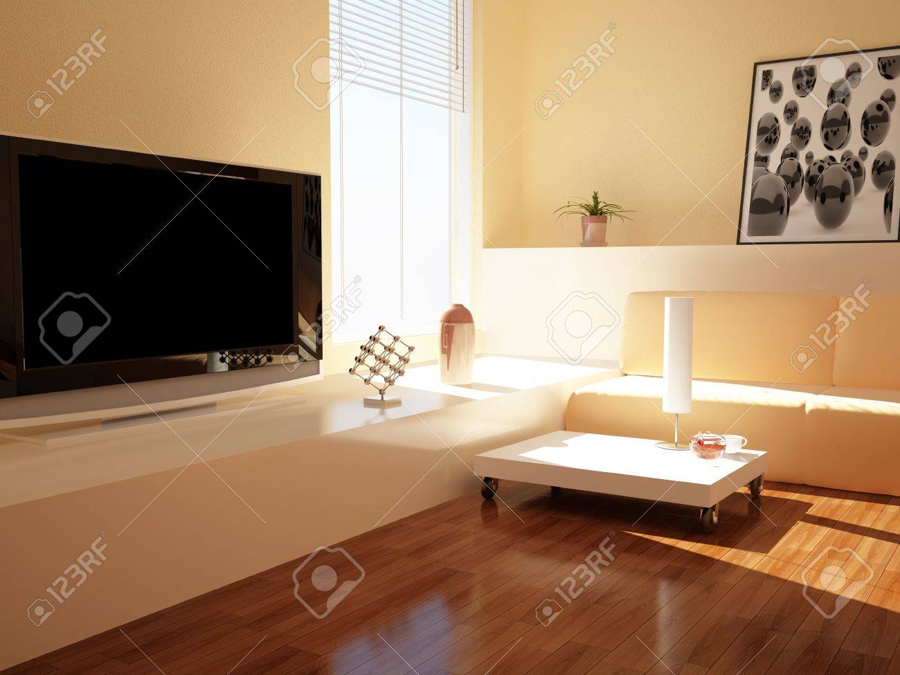 Hoge resolutie beeld interieur. 3d illustratie modern interieur ...