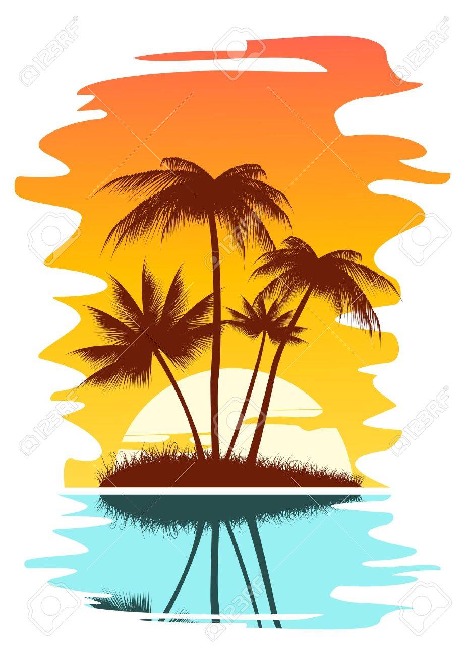 Tropical Sunset Clip Art