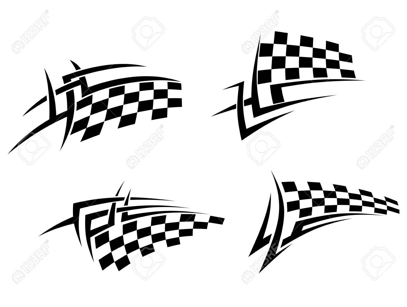 Tribal-Tattoos 20325238-Tribal-tattoos-set-with-racing-flag-for-sport-design-Stock-Vector