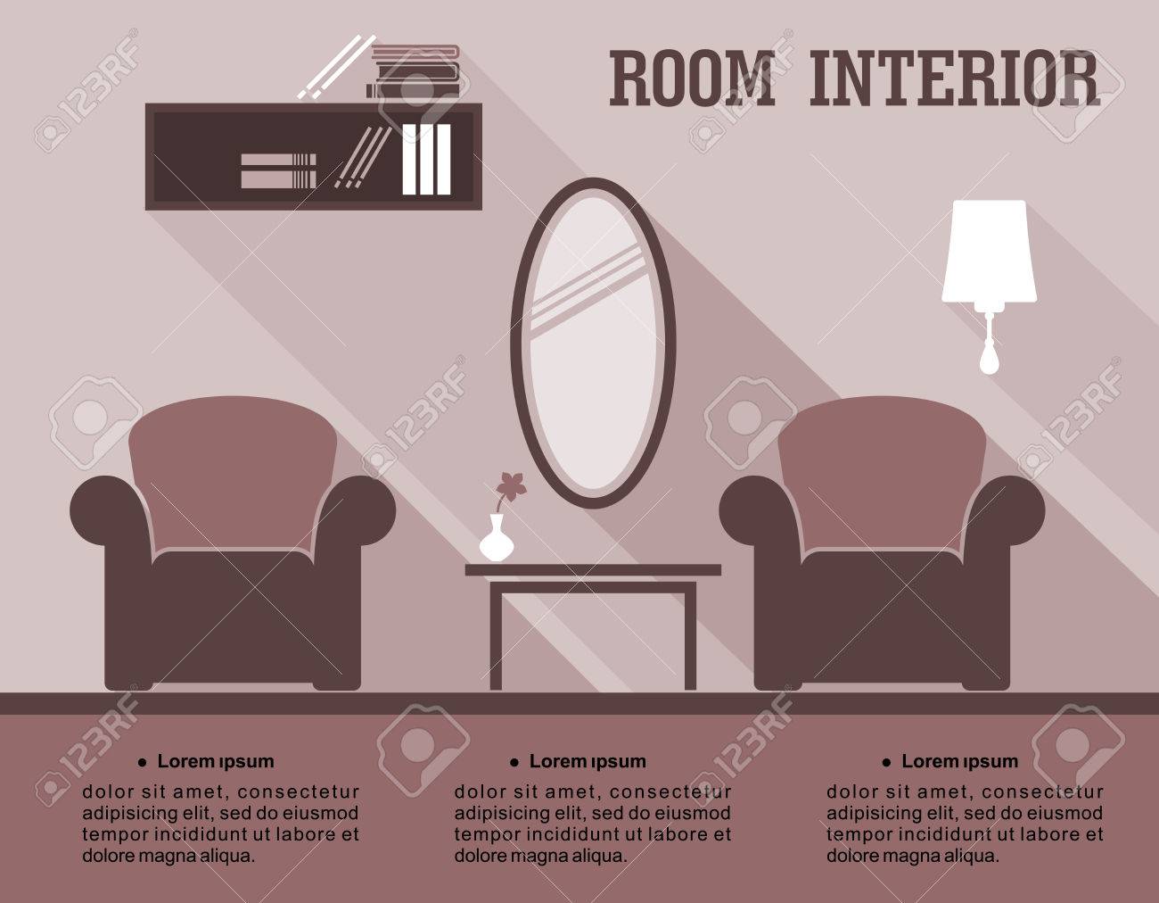 Soggiorno infografica interna per la decorazione d'interni ...