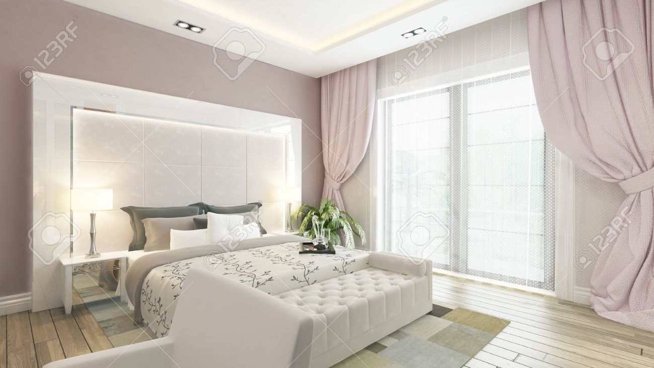 Modern design met roze muur en gordijn door sedat seven slaapkamer ...