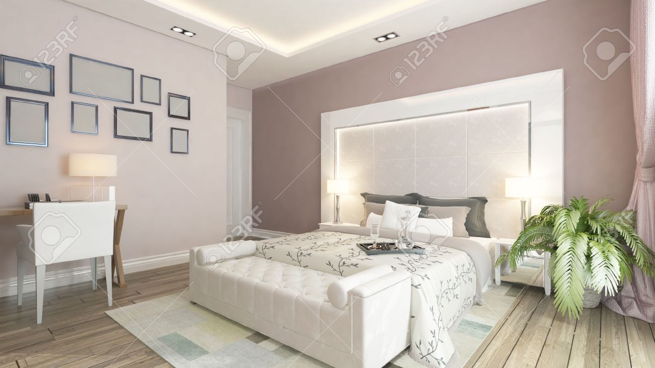 Modern design met roze muur, planten en frames door sedat seven ...