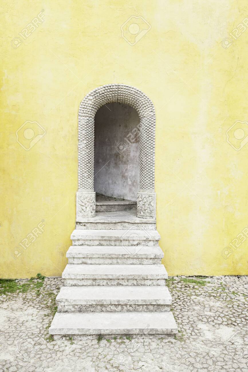 old door decorated in sintra, detail of decoration in a castle old door decorated in sintra, detail of decoration in a castle