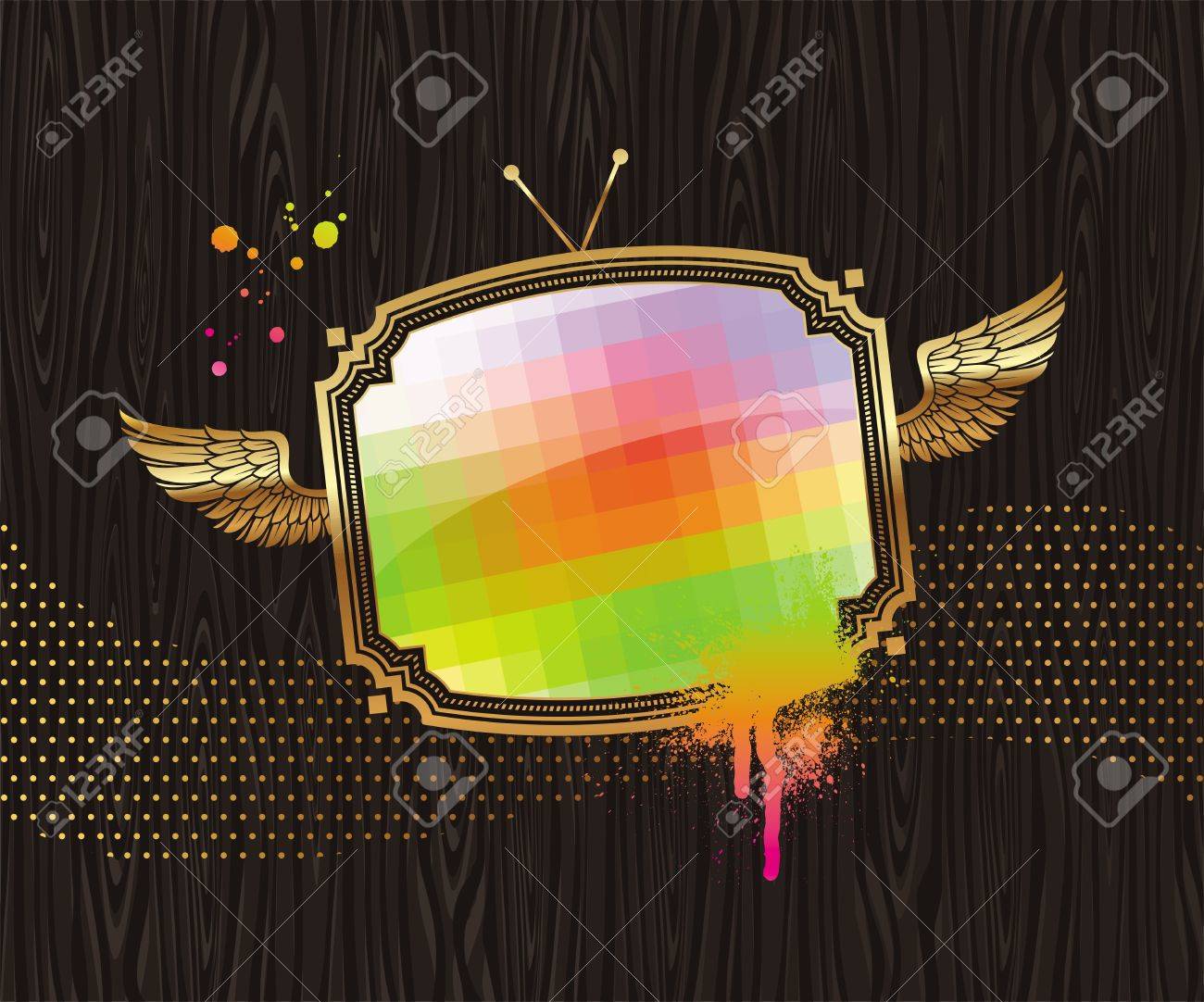 Illustrazione vettoriale tv con schermo pixelated in vintage ...