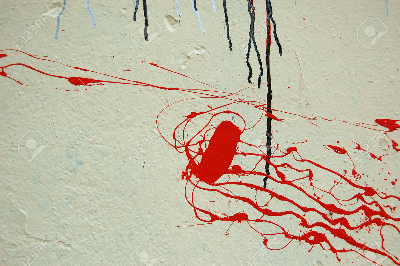 Red Color Splashed On White Textured Wall Dripping Paint Abstract Red Color Splashed On White Textured Wall Dripping Paint Abstract
