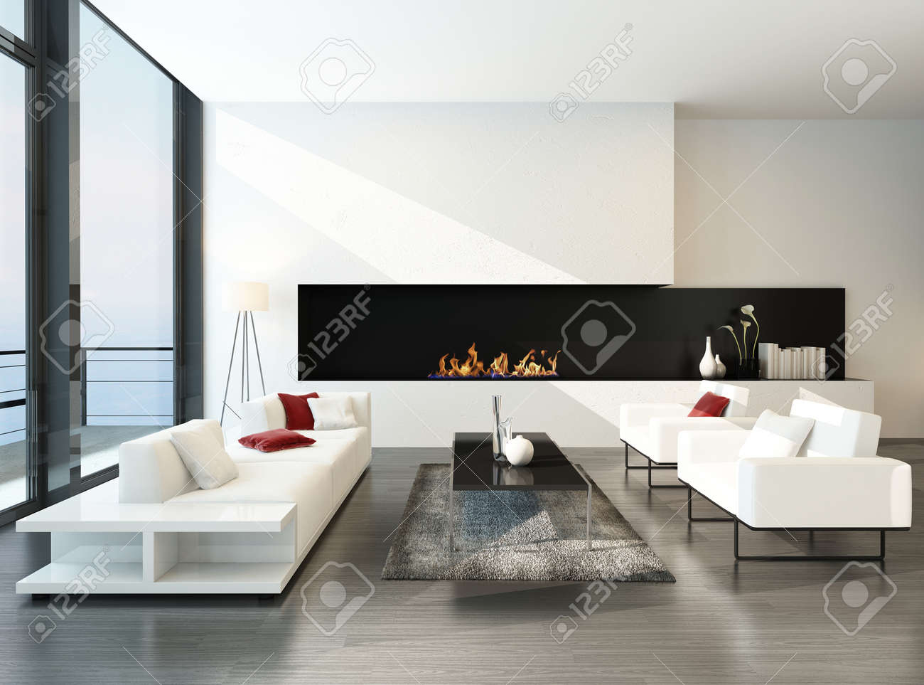 Reine minimalistischen wohnzimmer innenraum mit couchgarnitur und