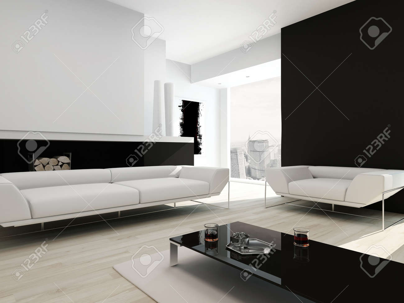 Salon moderne noir et blanc: salon marocain.