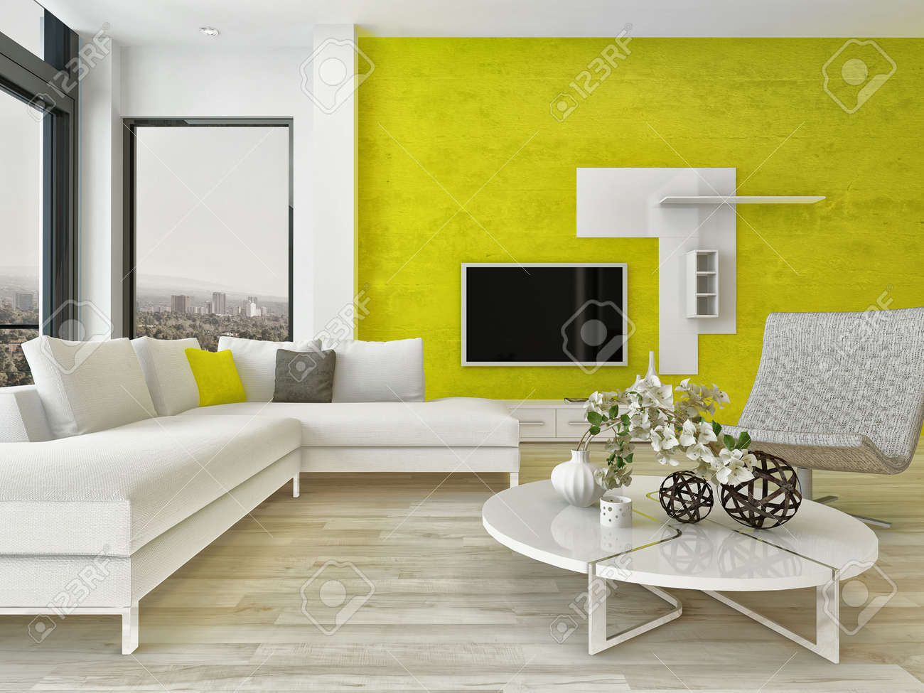 Modern design woonkamer interieur met mooie meubels en fancy ...
