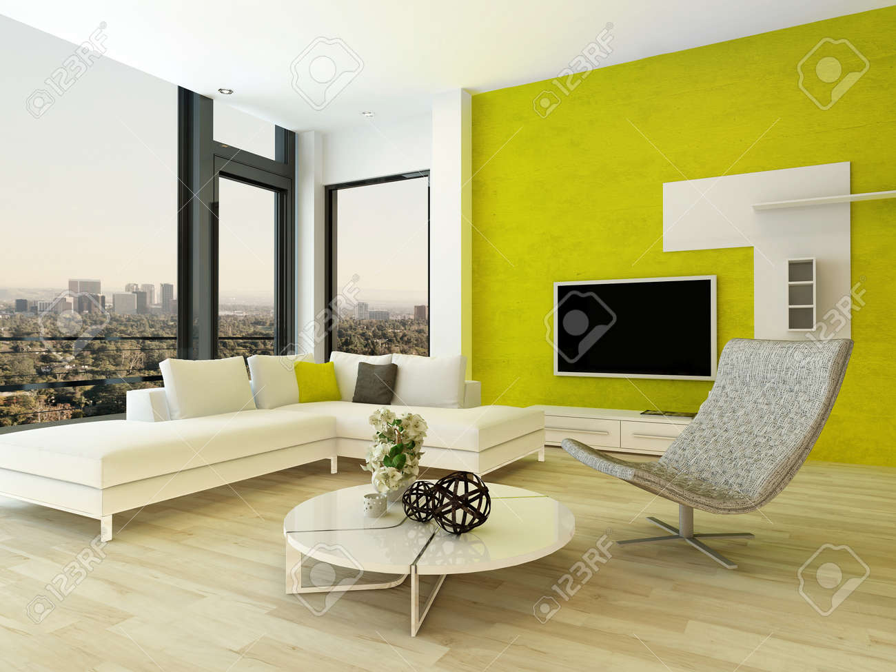 Modern design woonkamer interieur met mooie meubels en fancy ...