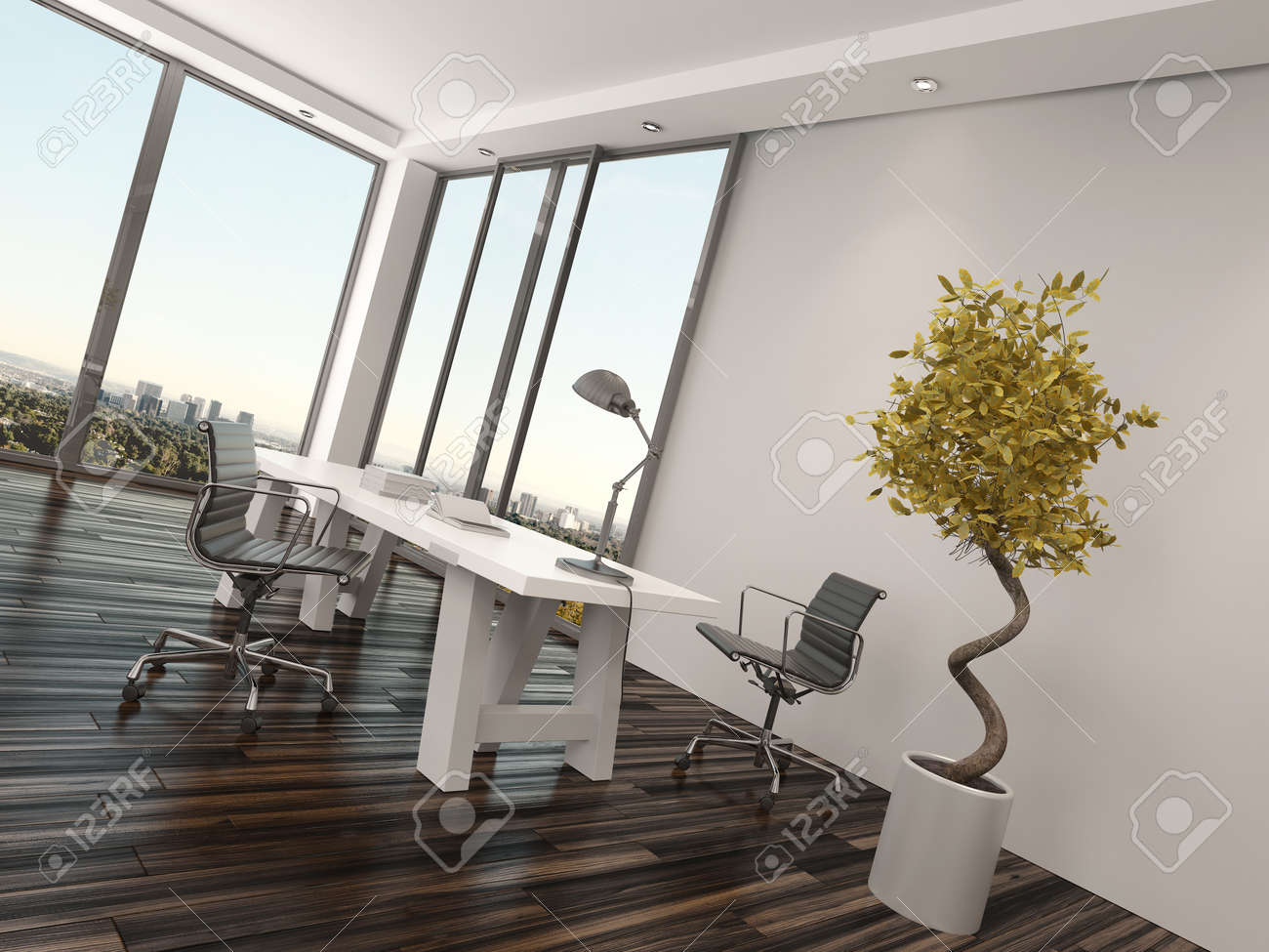 Modern Home Office Interior Design With wo Office hairs On ... Modern Home Office Interior Design With wo Office hairs On ... - ^