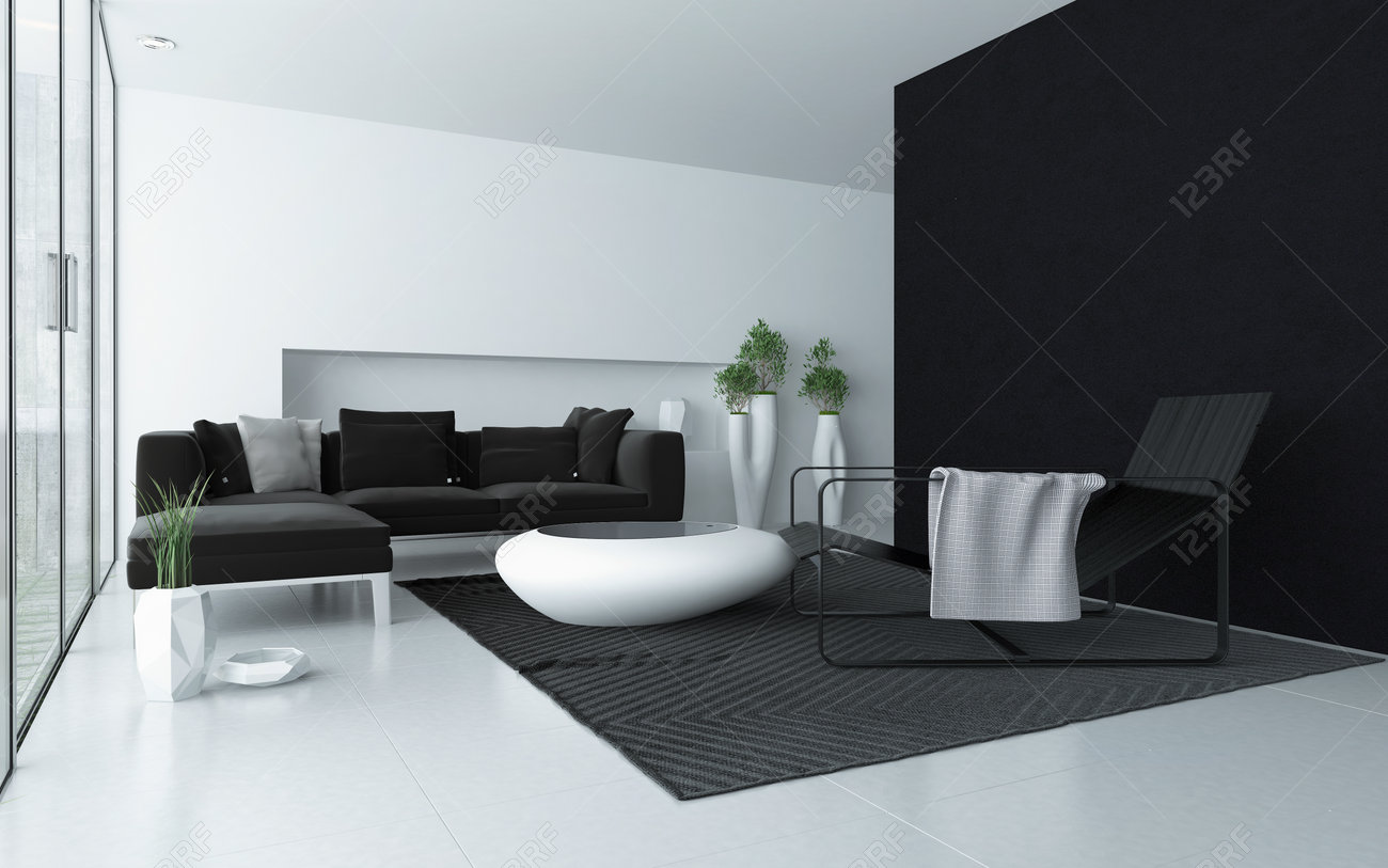 Minimalist grau und wohnzimmer weià modernen interieur mit ... Wohnzimmerwand grau