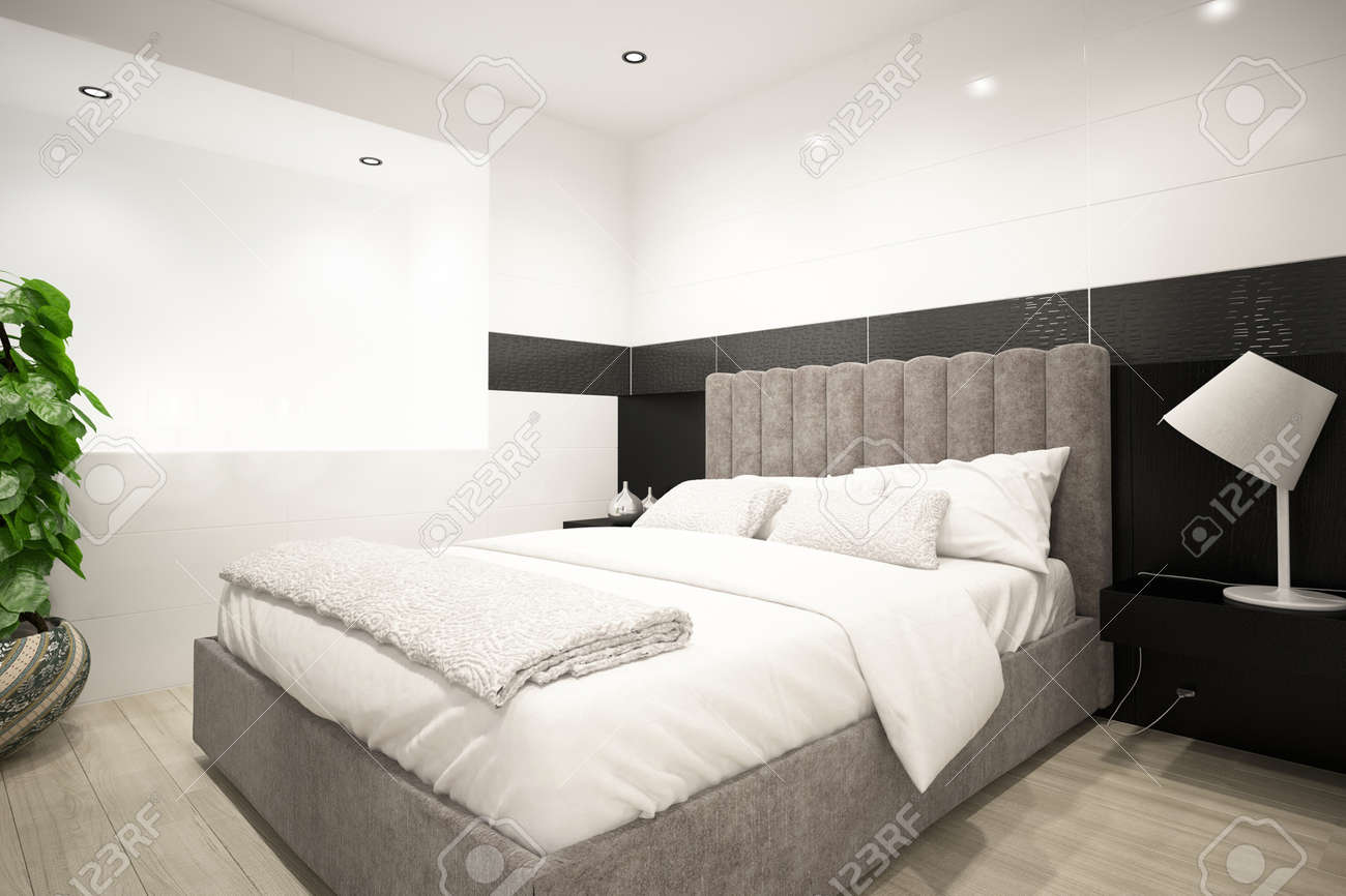 L'intérieur d'une chambre à coucher moderne banque d'images et ...