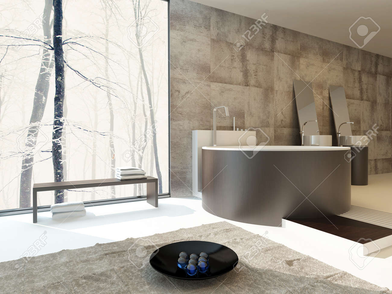 Salle de bain moderne marron beige: salle de bain zen et ...