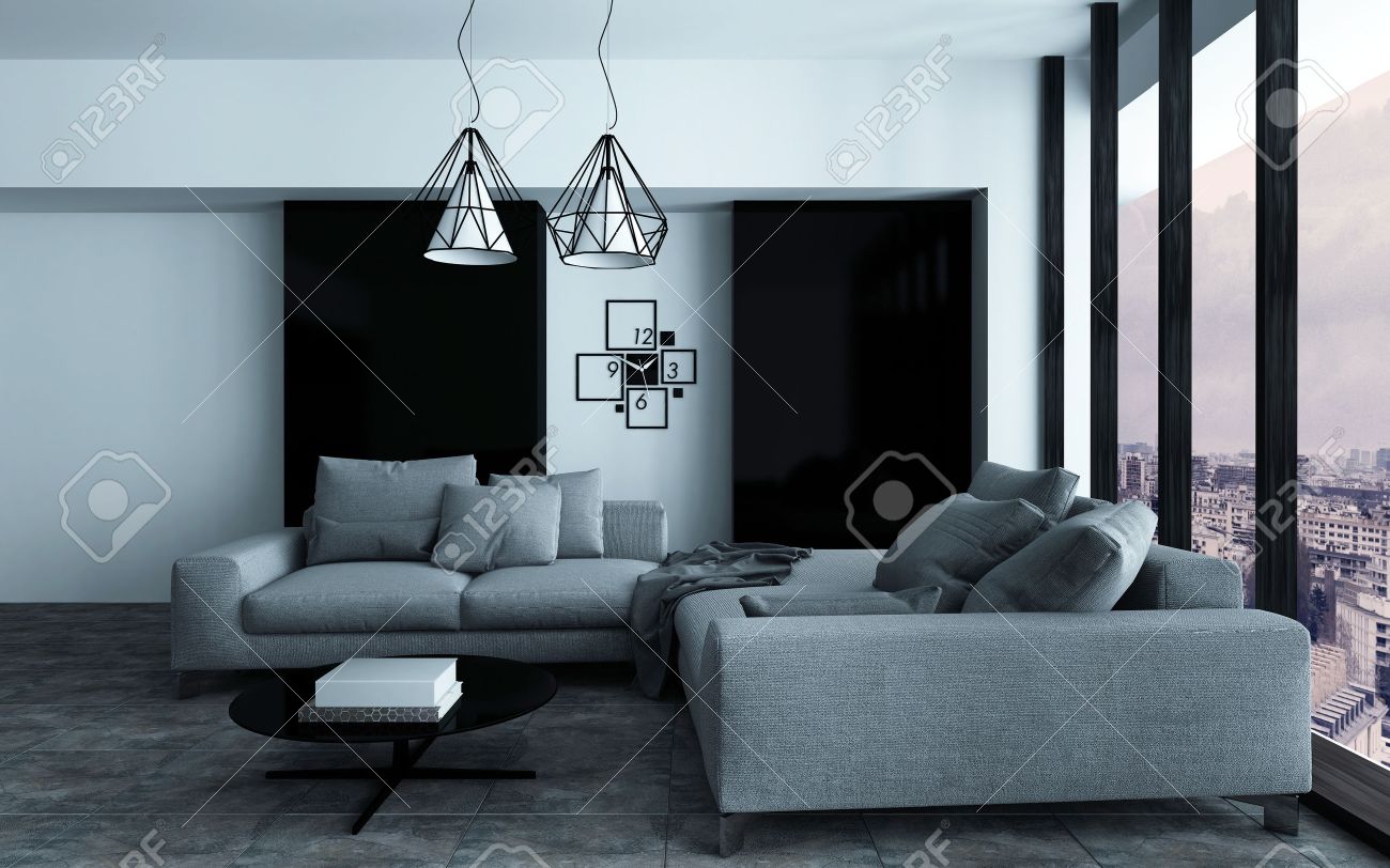 Gezellige hoek in een moderne woonkamer of woonkamer interieur met ...