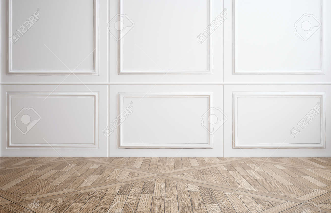 Salle vide avec blanc classique boiseries sur les murs et un ...