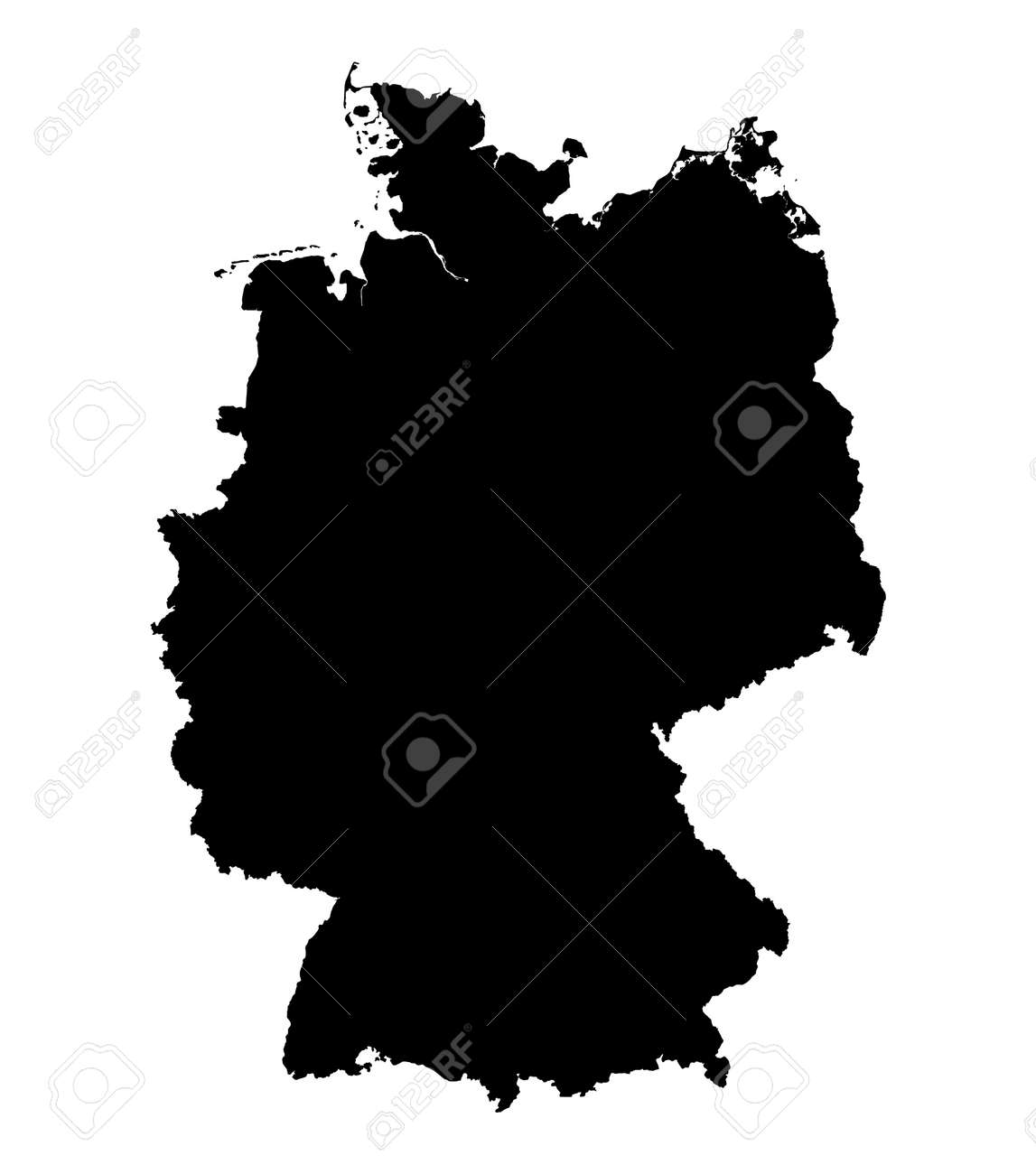 Detailed Isolated Map Of Germany, Black And White. Mercator ... ... map of Germany, black and ...