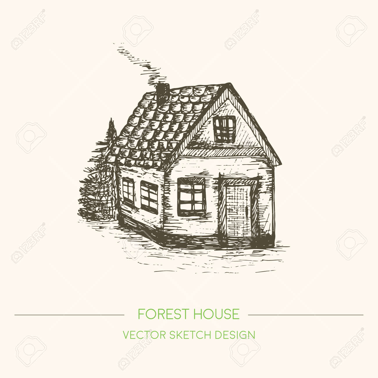 Holzhaus im retro stil skizze vector vintage hintergrund hand gezeichnet alten haus