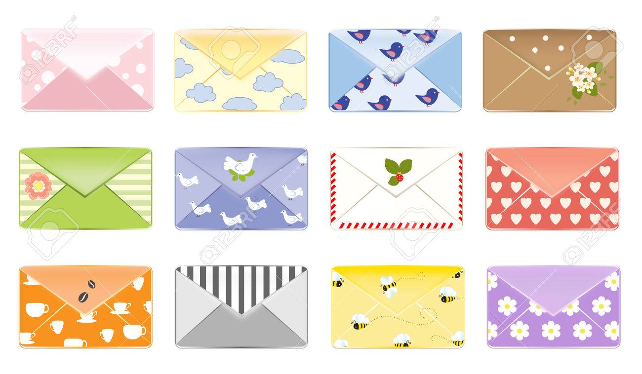 Email Letter Background Vector - Email background letter design mailbox vector illustration set