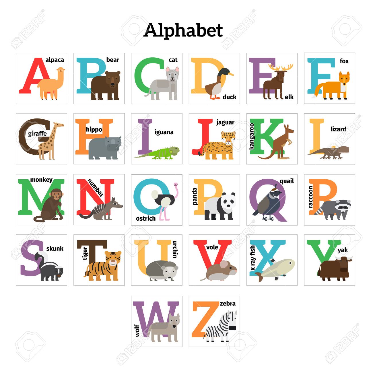 Printables Alphabet For Preschoolers worksheet preschool alphabet mikyu free english animals zoo kids education vector illustration stock 48756232