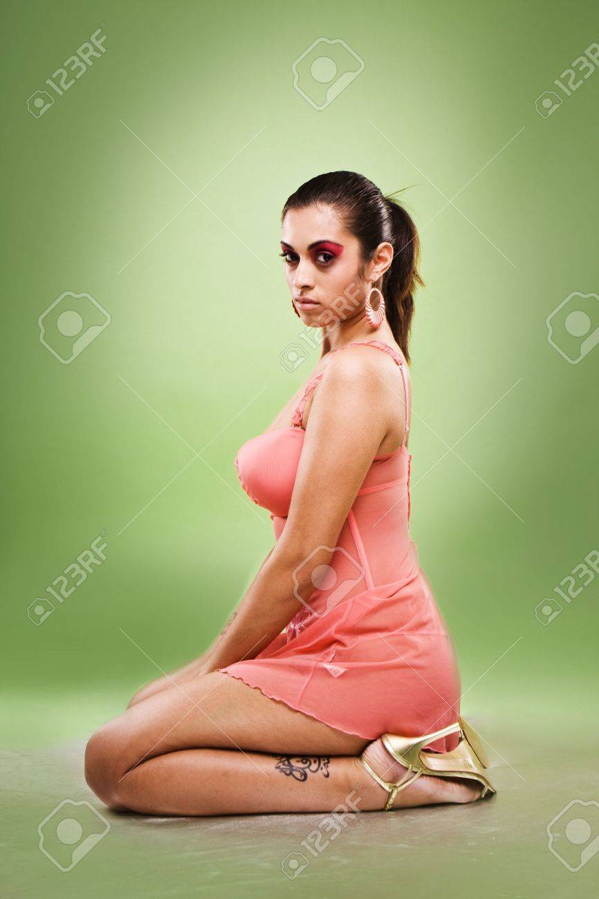 Model Wearing Pink Dress