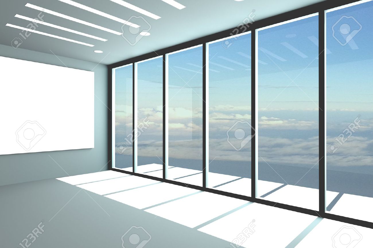 Office interieur rendering mit leeren raum farbe wand und ...