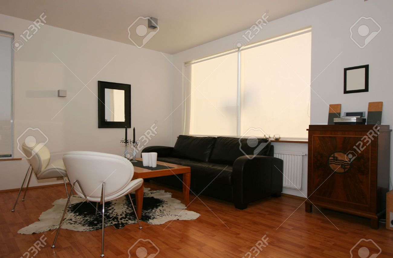 Trendy Living Room, Decor In Mostly Black And White With A Trendy Living Room, Decor In Mostly Black And White With A