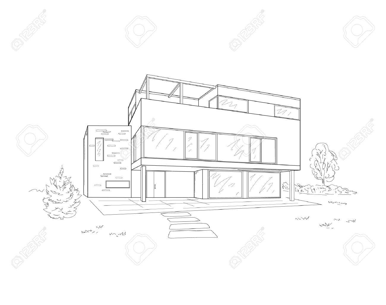Vector Sketch Of Modern House oyalty Free liparts, Vectors, nd ... Vector Sketch Of Modern House oyalty Free liparts, Vectors, nd ... - ^