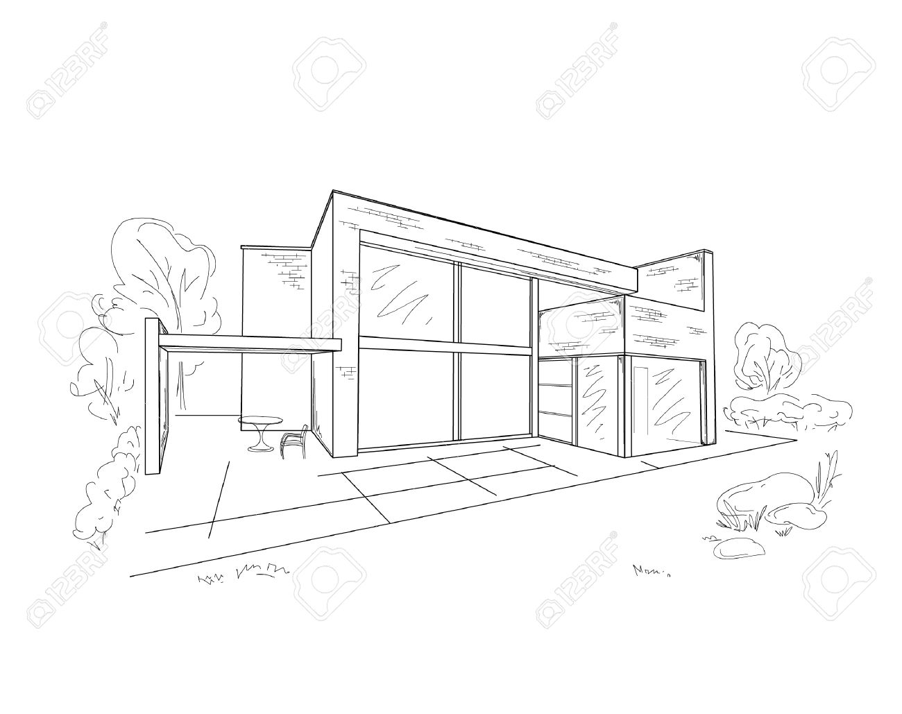 Vector Sketch Of Modern House oyalty Free liparts, Vectors, nd ... Vector Sketch Of Modern House oyalty Free liparts, Vectors, nd ... - ^
