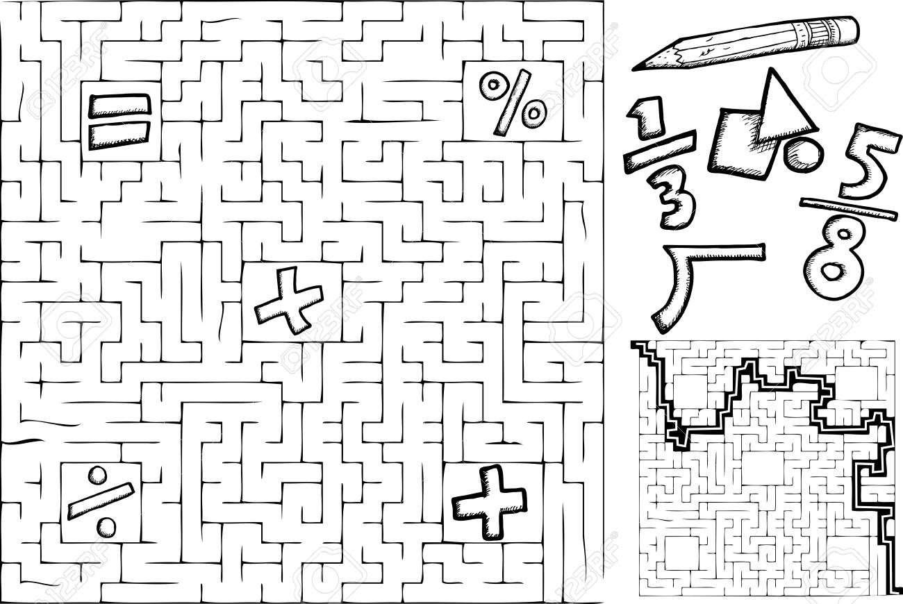 worksheet Math Maze Worksheets coloring page math maze with interchangeable symbols solution stock vector 10425662