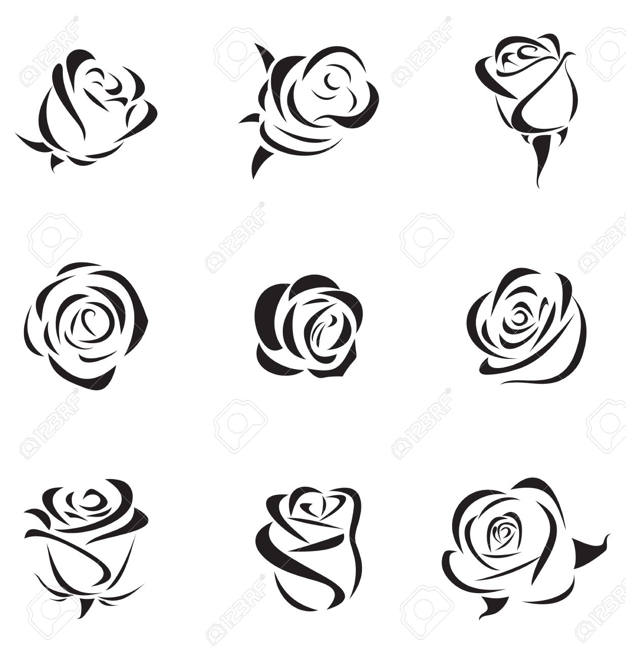 Rose Clip Art Outline