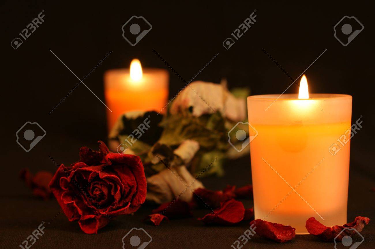 Red Roses With Candles Red Roses With Candles