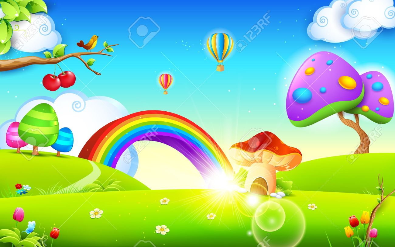 Cliparts Landscape with Rainbow