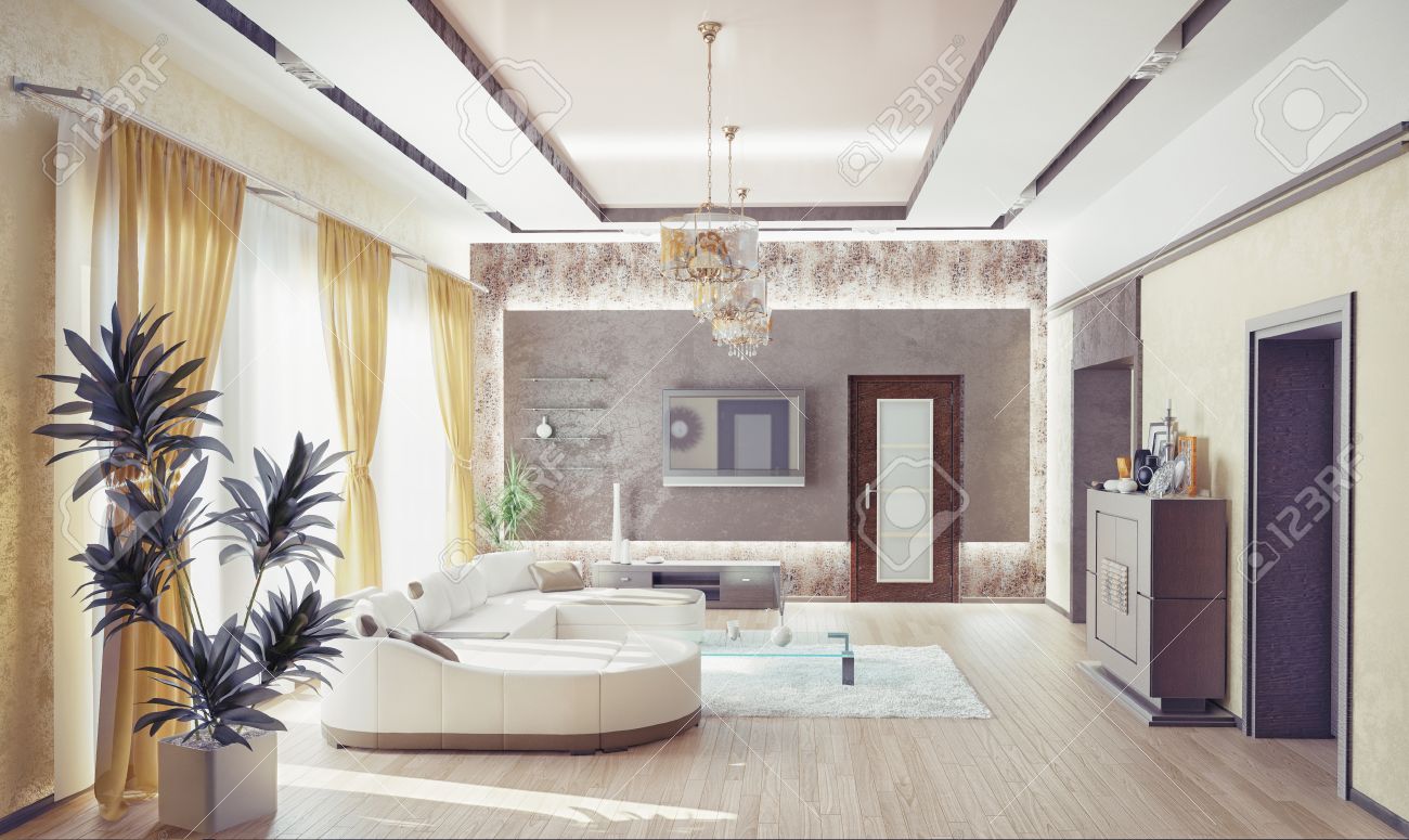 Salon moderne design d'intérieur .3d notion banque d'images et ...