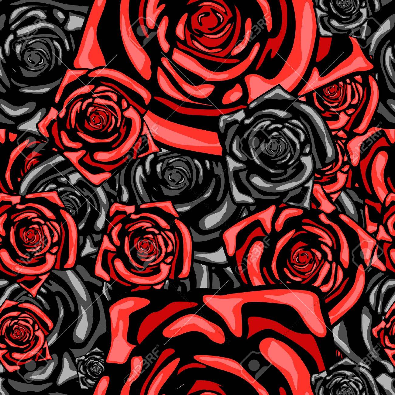 Black Rose Pattern Wallpaper