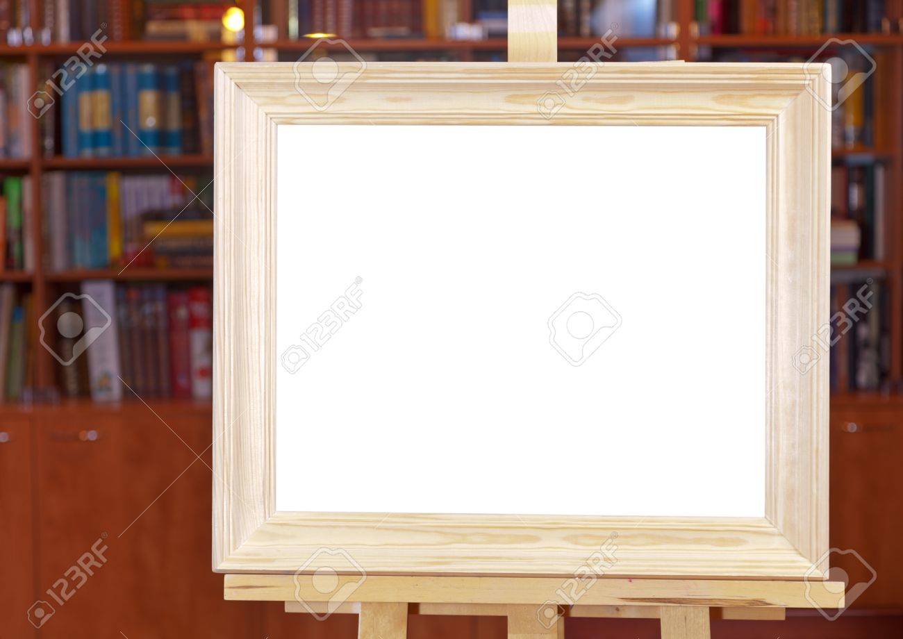 Tela bianca della cornice dell'immagine ampia in legno su ...