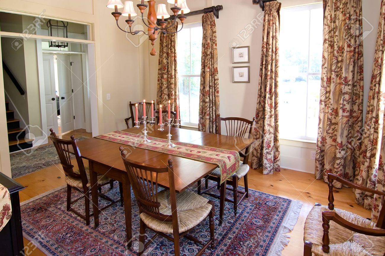 Eetkamer, eetkamer, salon, tafel, kandelaar, kleur, huis, huis ... Slaapkamer donker meubilair