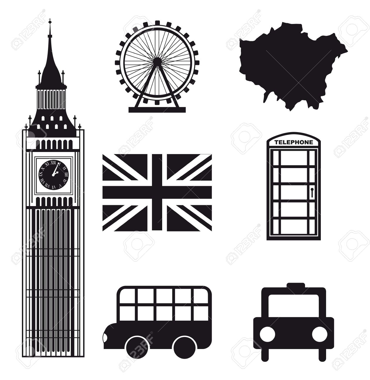 Big Ben and London Eye Clip Art