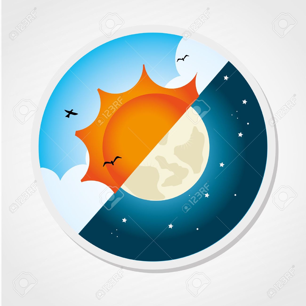 Night Illustration Illustration Gray Background