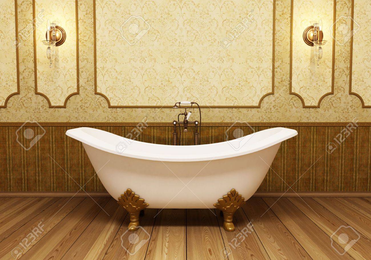 Beautiful retro bathroom in eclectic style stock photo, picture ...