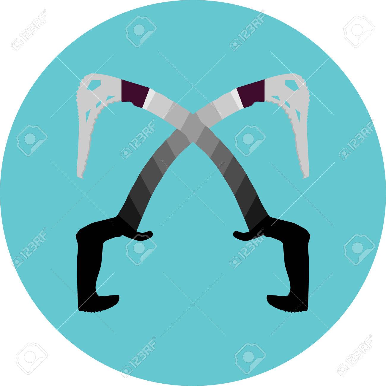 ピッケル アイコンをクロスします 山と岩の機器 スポーツ 登山観光 極端な登りや登山 ベクトル アート デザイン奇抜なファッションの抽象的なイラストの イラスト素材 ベクタ Image