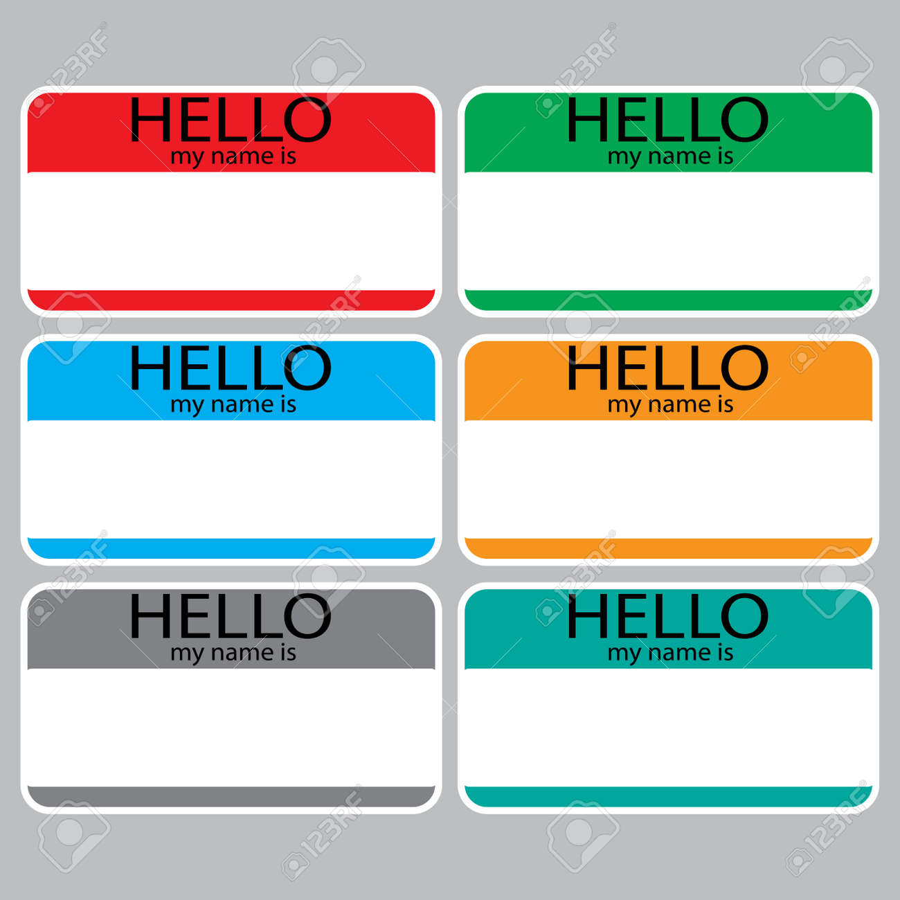 Hello My Name Is Sticker Sign Badge Set Color Name Tag Name