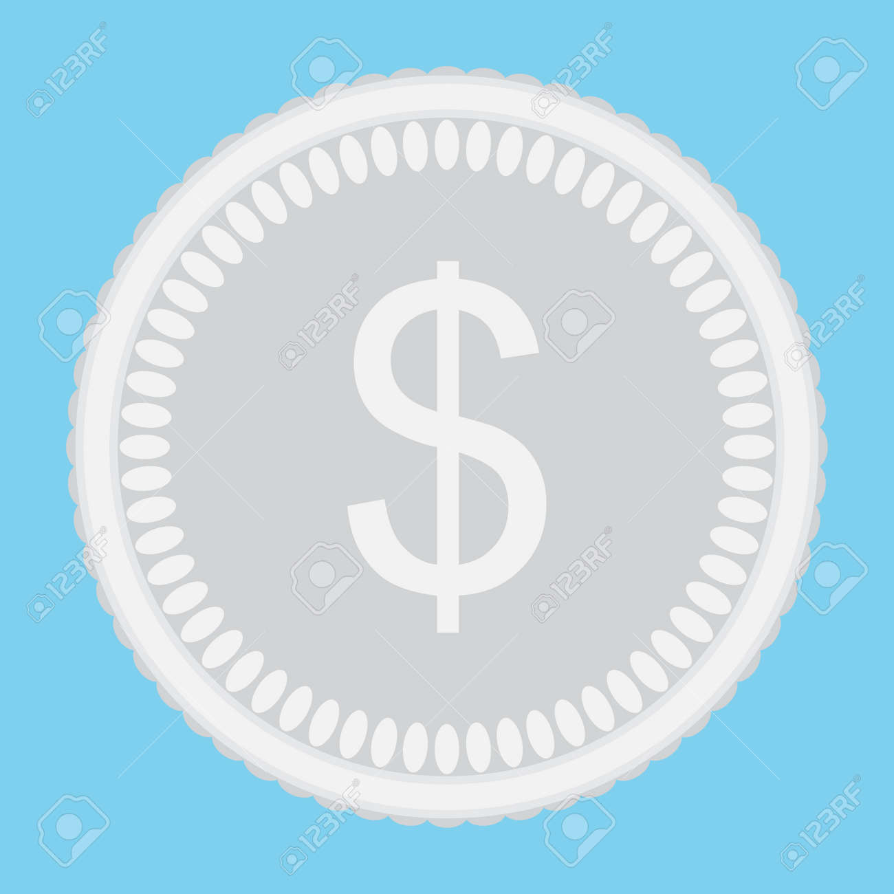 실버 동전 돈 아이콘 플랫 절연. 실버 코인 벡터 및 금융 동전, 아이콘 구매. 벡터 평면 디자인 일러스트 레이션 로열티 무료 사진,  그림, 이미지 그리고 스톡포토그래피. Image 55527708