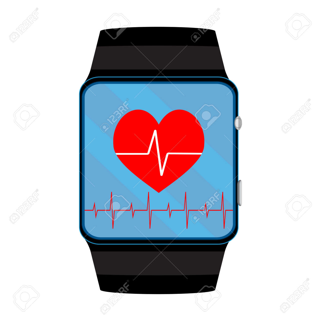 pulsometer smart watch pulse and heartbeat on smartwatch vector
