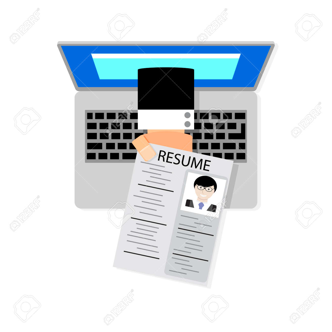 job search online hand holding cv resume from screen laptop search online resumes