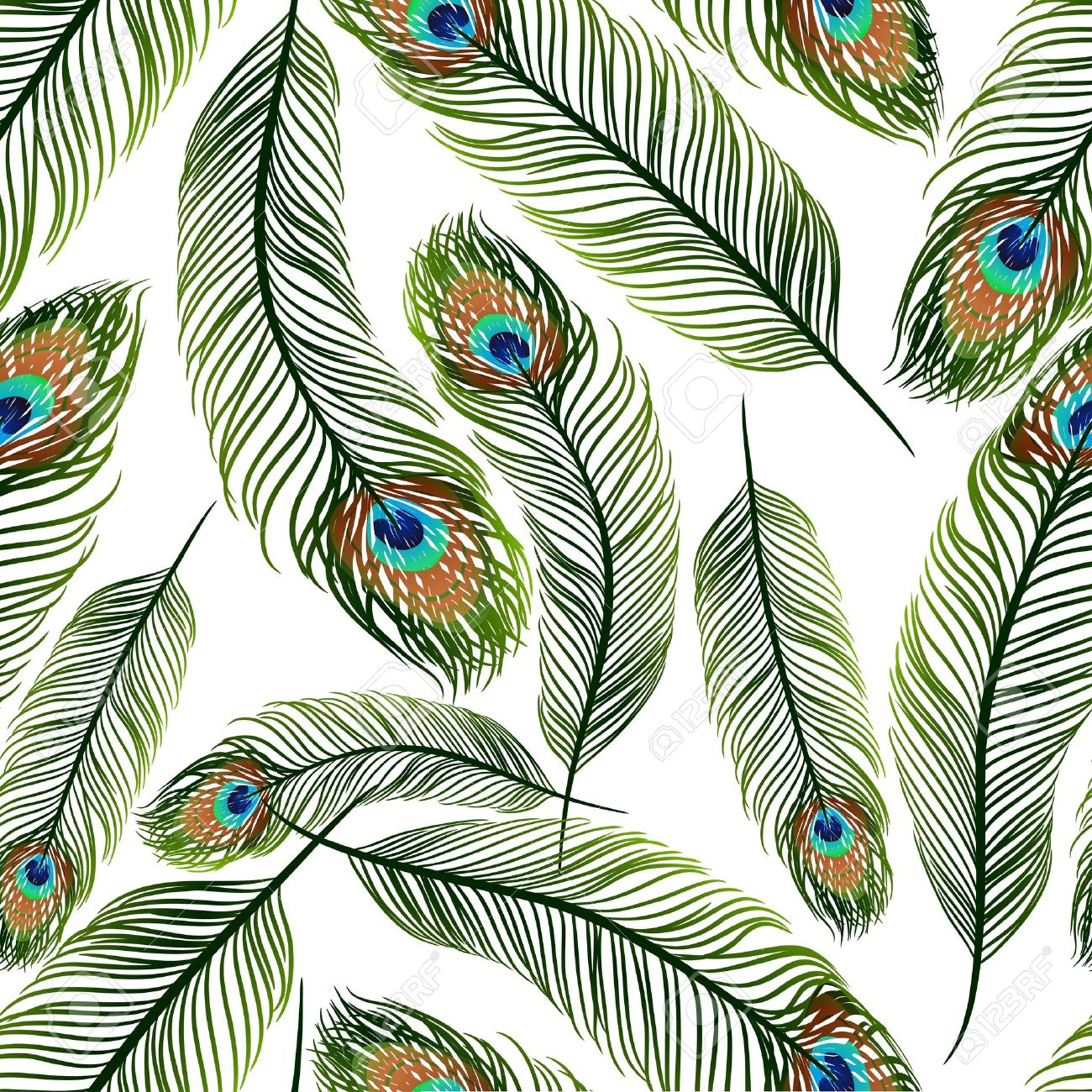Seamless Texture With Peacock Feathers Royalty Free SVG, Cliparts, Vectors,  and Stock Illustration. Image 12389465., image size:1300x1300
