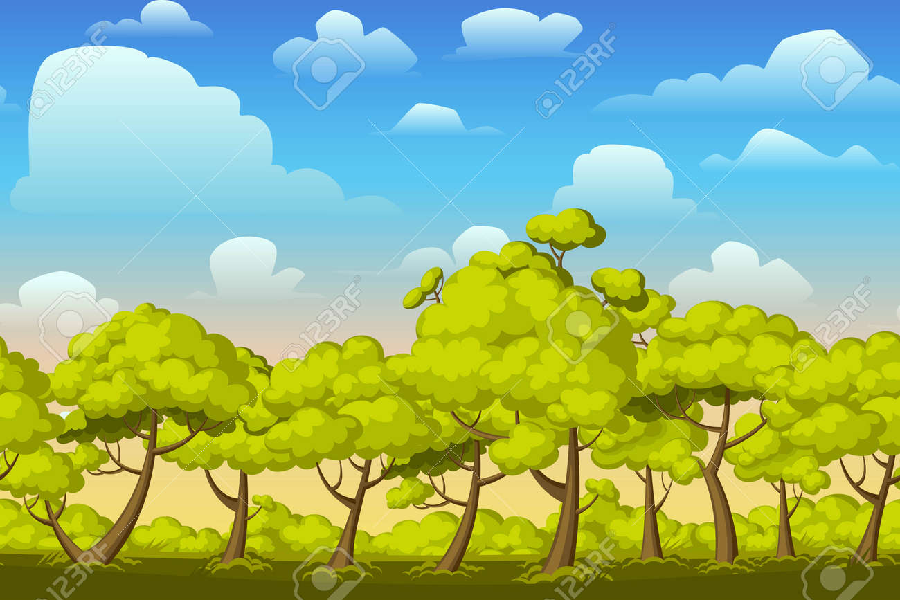 cartoon nature seamless horizontal landscape with bushes trees royalty free cliparts vectors and stock illustration image 55189523 cartoon nature seamless horizontal landscape with bushes trees