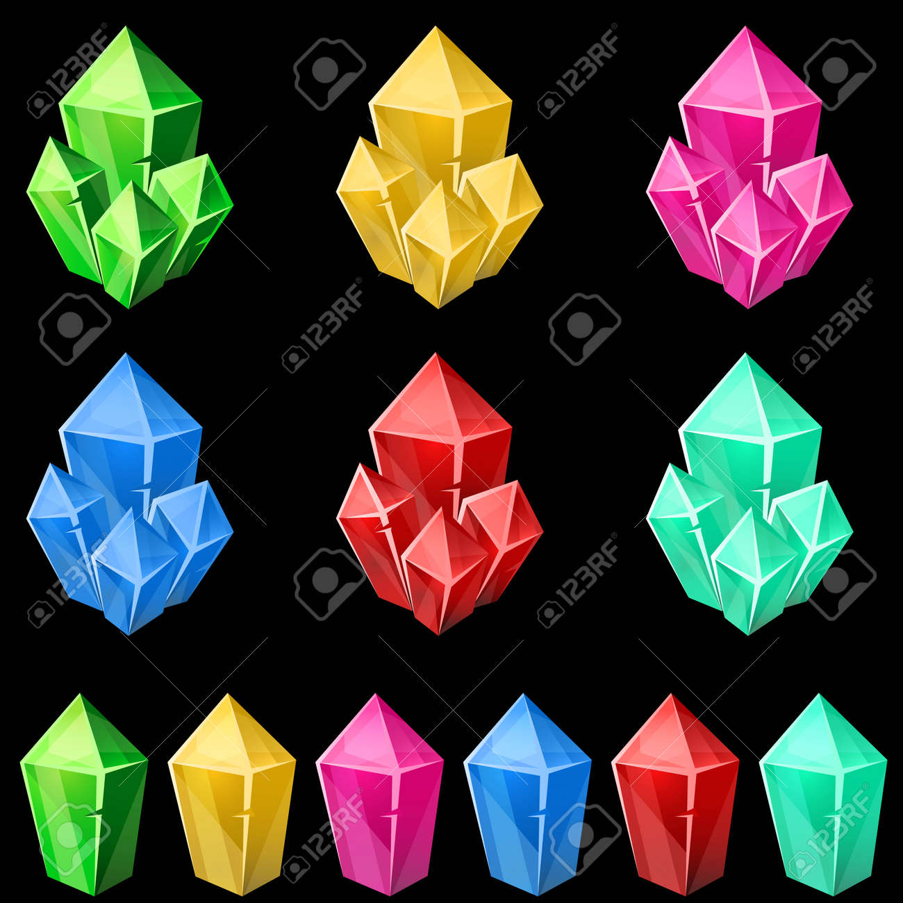 Conjunto De Cristales De Colores. Activo Joya 2d Para La Recogida ...